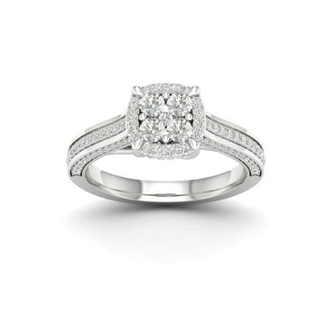 Imperial 3/4Ct TDW Diamond 10k White Gold Cluster Halo Engagenment Ring (I-J, I2)