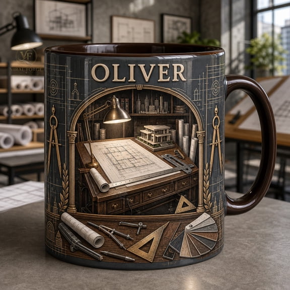 Coffee Mug Architect Blueprint Ceramic Desk Cup for Office Coffee Gift