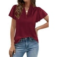 thumbnail image 4 of PRETTYGARDEN Women's Summer Blouses Dressy Casual Ruffle Cap Sleeve V Neck Business Work Trendy Cute Tops Spring Outfits, 4 of 10