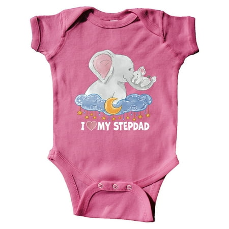 

Inktastic I Love My Stepdad Cute Elephants with Moon and Stars Gift Baby Boy or Baby Girl Bodysuit