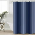 thumbnail image 2 of Hokiten Shower Curtain, Navy Blue Striped Fabric Shower Curtains for Bathroom, Navy Blue White Farmhouse Stripes Bath Curtain Waterproof Bathtub Curtains with 12 Hooks, Standard 72" x 72", 2 of 7