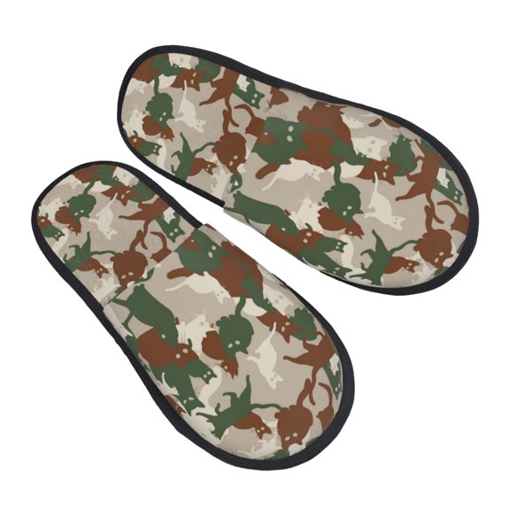House Slippers for Women Men - Cool Cats Camouflage Lightweight House Shoes Fuzzy Slippers, Soft Slip-On Cozy House Slippers for Woman Indoor Outdoor