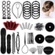 thumbnail image 1 of Kit de 25 estilos de herramientas para peinar el cabello para mujeres y niñas, adecuado para principiantes, accesorio para moños en color negro, 1 of 5