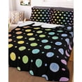 thumbnail image 3 of Quilts Full Size Bedding Set, Colorful Polka Dot Lightweight Quilted Comforter, Cartoon Watercolor Geometric Black Soft Reversible Bedspread Coverlet with Pillow Covers for All Season, 78" x 90", 3 of 7