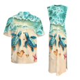 thumbnail image 5 of Uorisanigo Blue Turtle Couple Matching Outfit Husban and Wife Clothing Womens Short Sleeve Dress Summer Hawaiian Dresses and Womens Long Dress Sleeveless Beach Sundress, 5 of 8