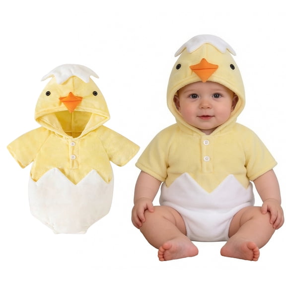 Bigetiay Halloween Outfit Baby Boy Girl Long Sleeve Chicken Romper Jumpsuit with Hood Baby Boy Halloween Outfit 0-3 Months