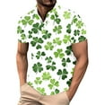 thumbnail image 2 of PNTUTB St. Patrick's Day Fashion Men's Casual Print Short Sleeve Collared Button Down Pullover Blouse, 2 of 6