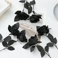 thumbnail image 5 of TanSiDing 3pcs Black and White Roses Artificial Flowers with Stems, Faux Silk Flowers Bridal Gothic Wedding Bouquet, Realistic Blossom Flora for Home, Office, Hotel Decorations, 5 of 6