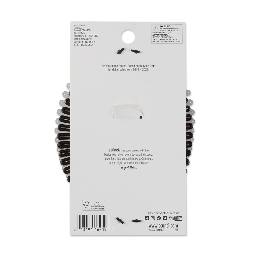 (4 pack) Scunci Effortless Beauty Flexy Stretch Hair Comb Headbands in Black, Tortoise Shell, and Clear, 3 Ct