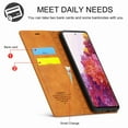 thumbnail image 4 of Galaxy S20 FE (2020) Case, Dteck Shockproof Wallet Flip Folio Wallet Case with Kickstand Card Slots Magnetic Closure, Brown, 4 of 8