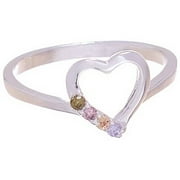 Pori Jewelers M.C Crystal by Swarovski 18kt White Gold-Plated Sterling Silver Kids' Heart Ring