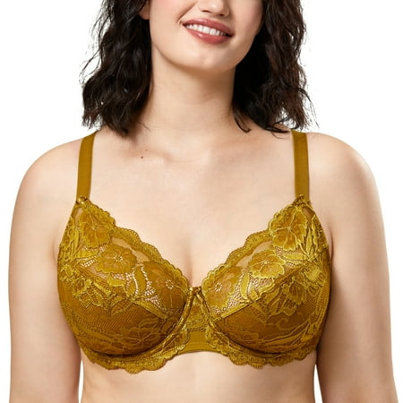 

Delimira Women s Full Coverage Non-Foam Floral Lace Plus Size Underwired Bra
