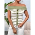 thumbnail image 6 of Womens Sweater Tops Summer Off Shoulder Sweaters Boat Neck Sleeveless Relaxed Fit Knitted Pullover Top Green S, 6 of 10