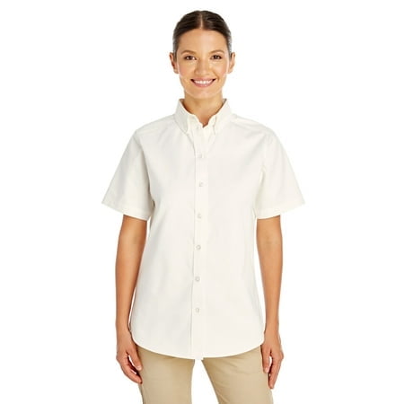 Harriton Chemise à Manches Courtes en Sergé 100 % Coton pour Femmes avec TéflonTM