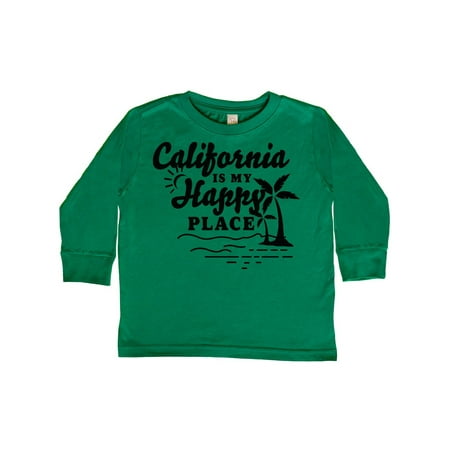 

Inktastic California is My Happy Place with Palm Trees Gift Toddler Boy or Toddler Girl Long Sleeve T-Shirt