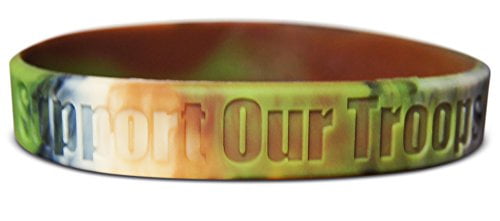 Camouflage & Yellow Silicone Rubber Band Wristband Bracelet Accessory Novel Merk Support Our Troops Desert