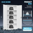 thumbnail image 3 of SOLAURA 72"H Metal Garage Storage Cabinet with Locking Doors and 4 Adjustable Shelves, Lock Storage Cabinet for Home Office, Garage, Shop (White), 3 of 8