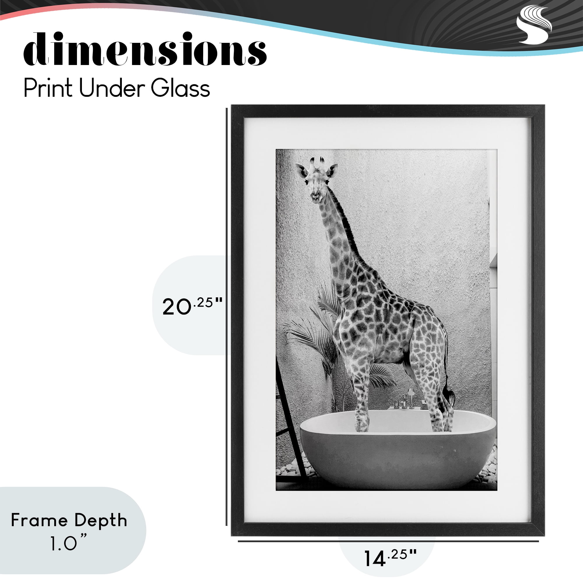 Stupell Industries Safari Bath Standing Tall Black Framed Print Under Glass, design by SD Graphics Studio