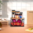 thumbnail image 6 of Wetheny Trash bag holder with Bamboo Top and Mesh Bottom, Stackable Garbage Bag Holder Dispenser Under Sink, Wall Mounted Storage for Kitchen Laundry Organizers, Black, 6 of 7