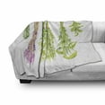 thumbnail image 2 of Herb Soft Flannel Fleece Throw Blanket, Watercolor Hanged Beneficial Plants to Dry, Cozy Plush for Indoor and Outdoor Use, 50" x 70", White Lime Green Lilac, by Ambesonne, 2 of 5