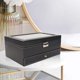 thumbnail image 1 of Vitrina de reloj de cuero PU, joyero de cuero PU de 12 ranuras con tapa de vidrio, caja de reloj con cajón meticulosamente diseñado, 1 of 8