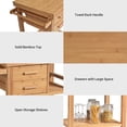 thumbnail image 4 of Giantex Bamboo Kitchen Island Cart Trolley, 3-Tier Rolling Kitchen Cart w/ 2 Drawers, Open Shelves, Towel Rack, Kitchen Serving Storage Cart for Kitchen, Dining Room, Living Room, Natural, 4 of 10
