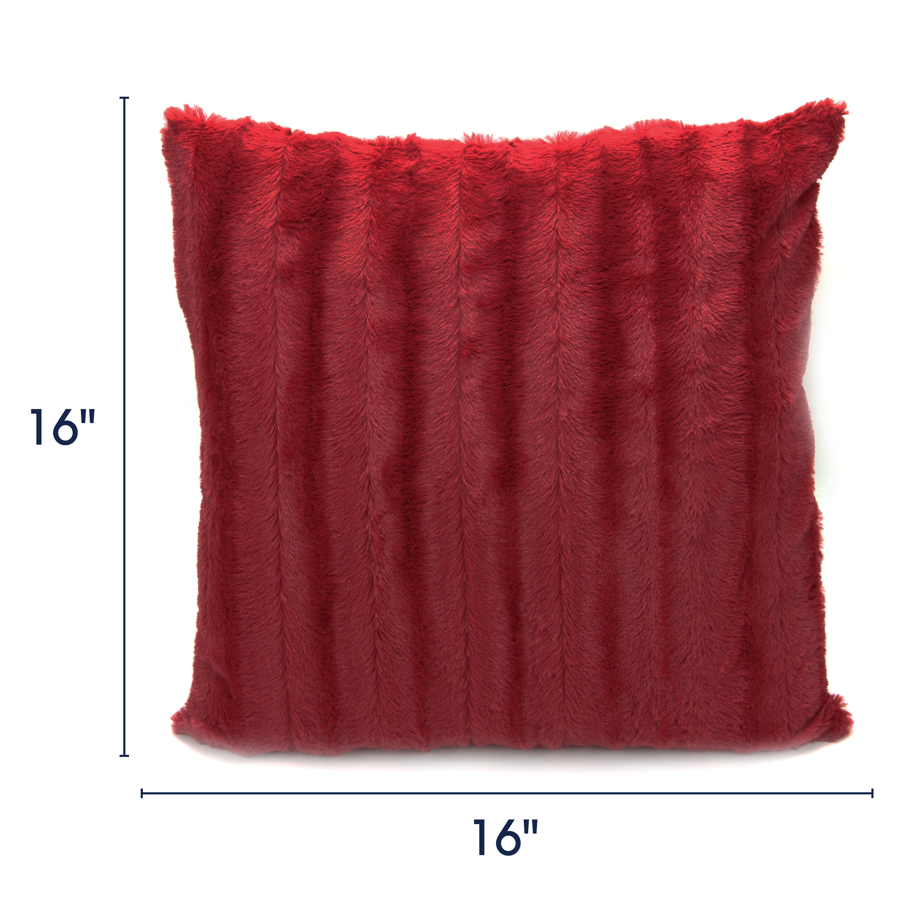 Cheer Collection Faux Fur Throw Pillows 16" x 16", Set of 2 Maroon