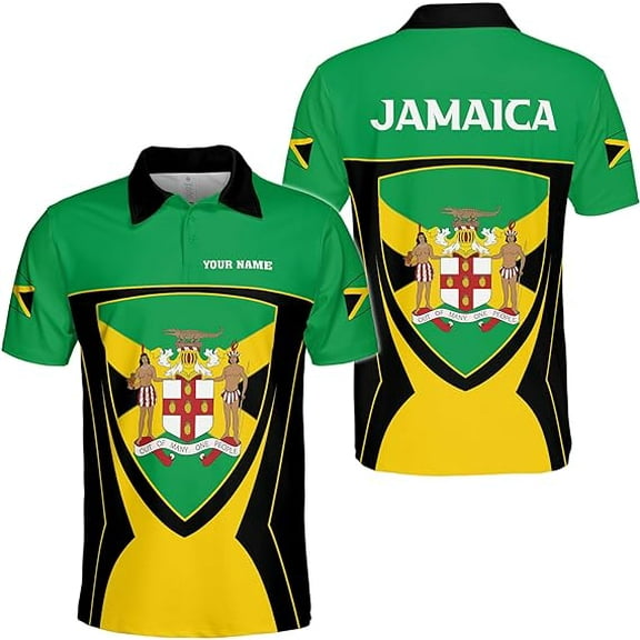 Lotusprinthandmade Personalized Jamaica Flag Jamaican Pride Polo Shirt (Lightweight) S-5XL Multicolor