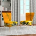thumbnail image 4 of Designart "White And Yellow Marbled Acrylic With A Cloud Of Black" Upholstered Modern Accent Chair - Arm Chair, 4 of 5