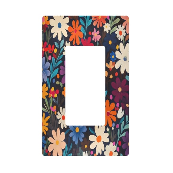 Yayeee Rocker Switch Wall Plate 1-Gang 4.6"x2.9" Home Decorative Outlet Cover, Bright Colorful Flowers Pattern