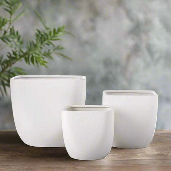 Aurette Brushed Column Ceramic Pot Set (Set of 3)