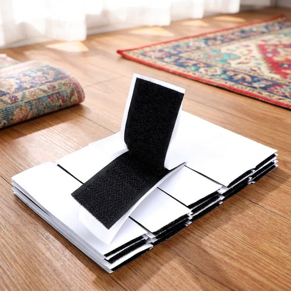 Removable Rug Gripper, Velcro Strips with Adhesive, Double Sided Hook and Loop Tape, Removable Rug Tape, Reusable Velcro Gripper for Carpet