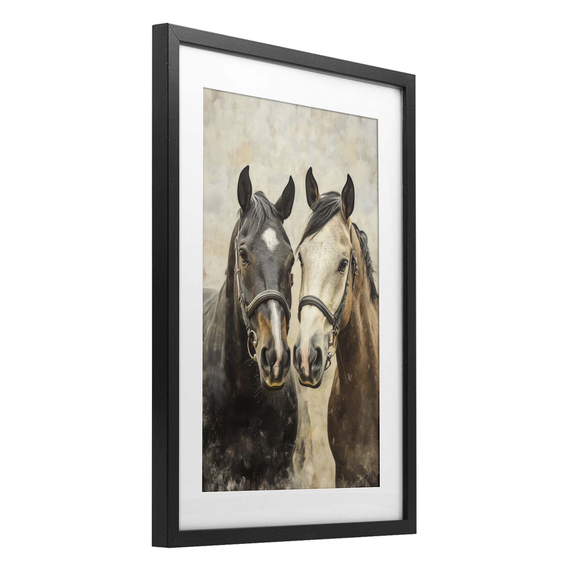 Stupell Industries Pair of Horses in Harmony Black Framed Print Under Glass, design by Creative Studio