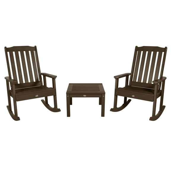 Highwood 3-pc Lehigh Rocking Chair Set - 2 Lehigh Rockers and 1 Adirondack Side Table, Outdoor, Eco-friendly, Synthetic Wood