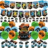 Monster Truck Birthday Party Decorations,Monster Truck Party Supplies,Monster Jam Supplies Includes Happy Birthday Banner, Stickers, Balloons, Cupcake Toppers, Cake Topper for Boys And Girls