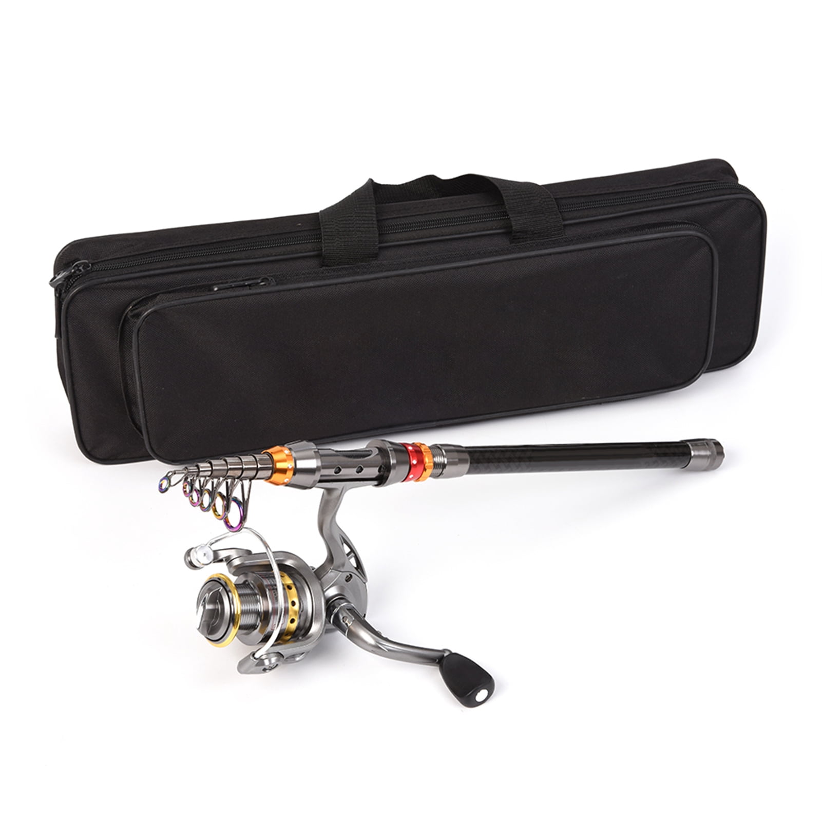 Reel Lixada Telescopic Fishing Rod and Reel Combo Full Kit Carbon Fiber Fishing Rod Pole + Spinning Fishing Reel + Fishing Tackle Carrier Bag Case Fishing Gear Set