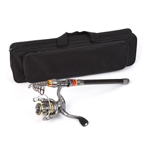 Reel Lixada Telescopic Fishing Rod and Reel Combo Full Kit Carbon Fiber Fishing Rod Pole + Spinning Fishing Reel + Fishing Tackle Carrier Bag Case Fishing Gear Set