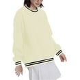 thumbnail image 3 of Women's Printed Round Neck Long Sleeve Sweatshirt, Autumn Winter Soft Skin-Friendly Comfortable Fabric Pullover Top for Daily Wear, Travel, Vacation, and Casual Occasions Beige L, 3 of 7