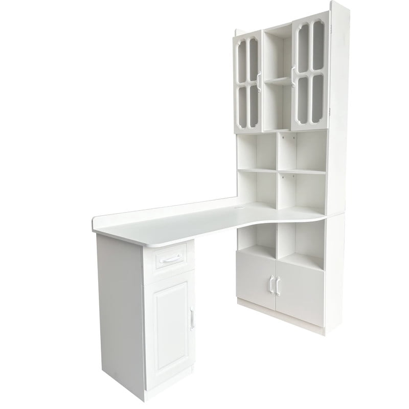 L-Shaped Computer Desk with Hutch, Storage Cabinet & Drawers, Modern Office Desk Writing Table with Bookshelf, Computer Corner Table for Work, Study