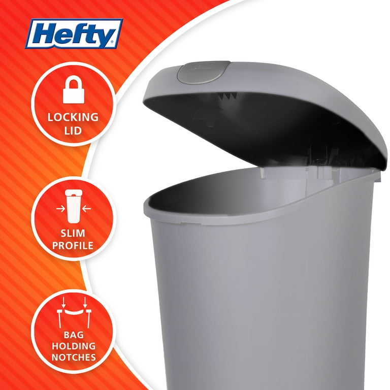 Hefty 12.1 gal. Step On Plastic Trash Can, Gray This Hefty StepOn