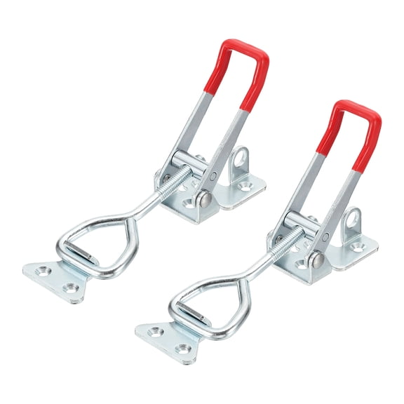 Uxcell 2pcs Adjustable Toggle Clamp M8x40mm 770bs 4003 Style w Lock Hole, Silver Red