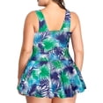 thumbnail image 3 of Women's Plus Size Ruched One Piece Swimdress Tummy Control Floral Skirted Swimsuit Bathing Suit, 3 of 9
