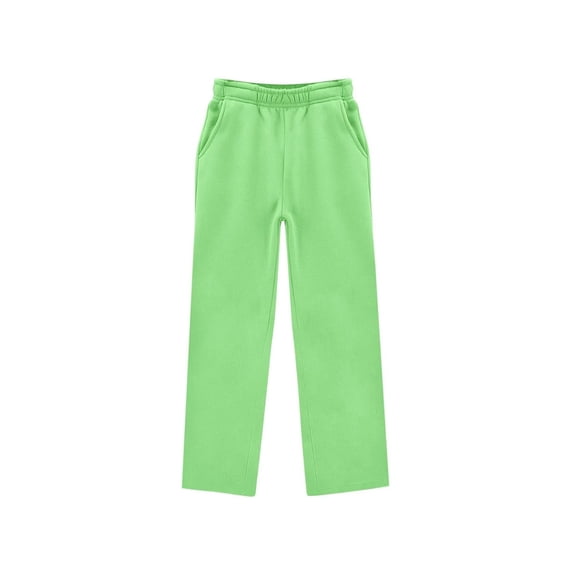 WRTFVZA Girls Oversized Wide Leg Sweatpants Kids Baggy Sweat Pants for Girls Straight Leg High Waisted Sports Joggers with Pockets Light Green 11-12 Years