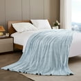 thumbnail image 6 of Exclusivo Mezcla Waffle Textured Soft Fleece Blanket, King Size Bed Blanket, Cozy Warm and Lightweight (Mixed Slate Blue, 90"x104"), 6 of 7