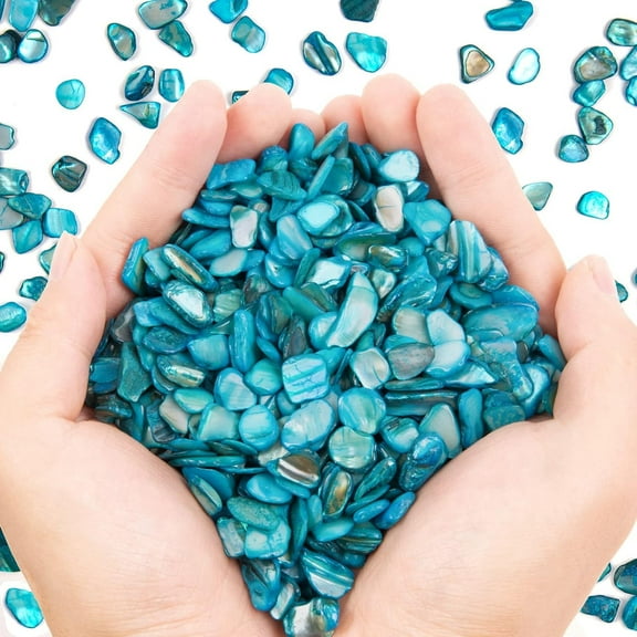 Sinkoo Crushed Shells for Crafts About 0.66LB (300g/11.64oz) Small Natural Crushed Shells Bulk for Crafts DIY Beaching Wedding Decoration Vase Fillers (Light Blue)