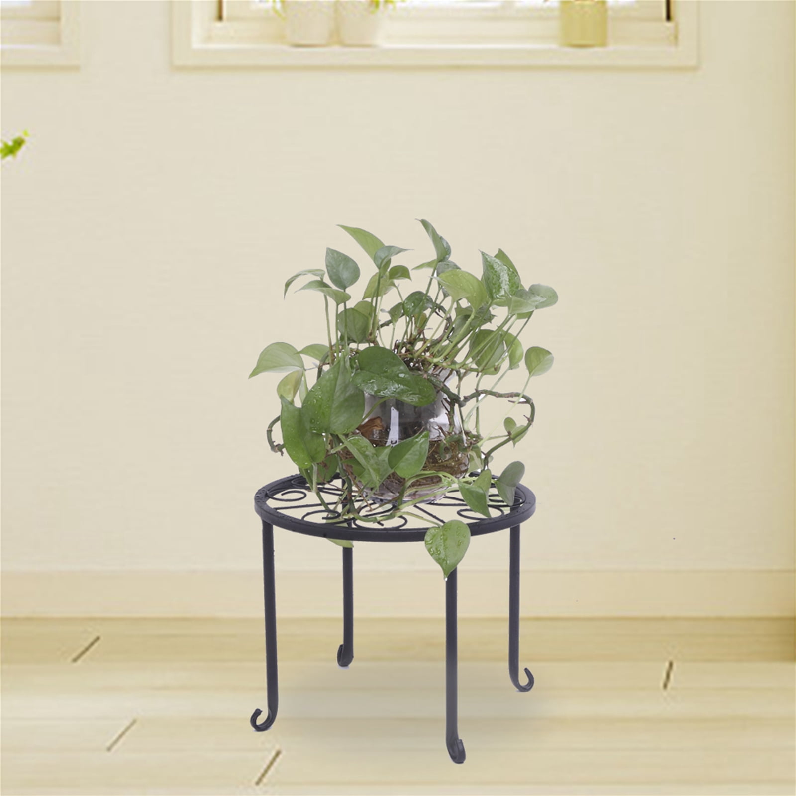 4 Plant Shelves with 4-1 Round Pattern in Black Baking Paint