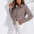thumbnail image 2 of larppty Soft Button Down Stretch Shirts for Women, Breathable Casual Work Dress Tops (Coffee, L), 2 of 5