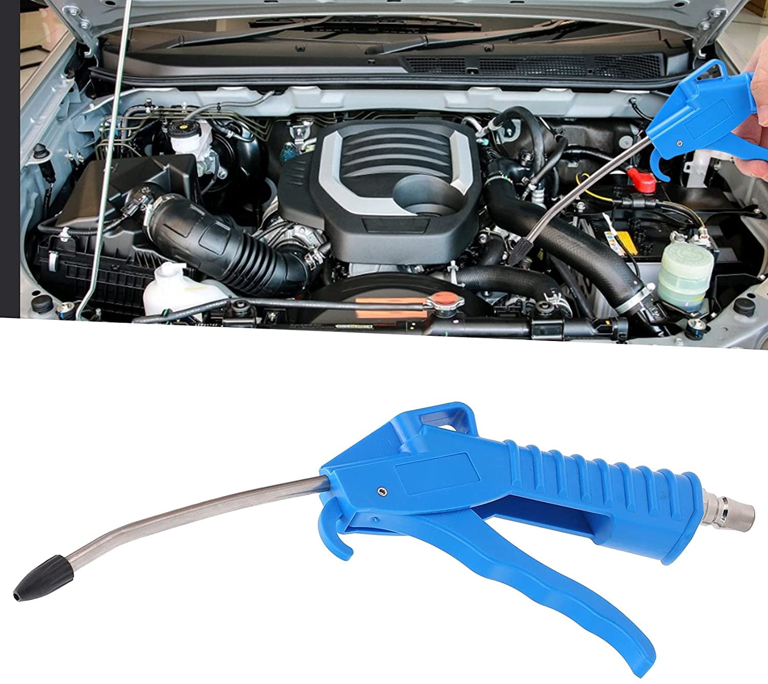 MKEUDQ-Air Blow Gun, Rubber Guard Bent Air Nozzle, Pneumatic Air Compressor Accessories Dust Cleaning Tool, Industrial Household Air Blower Gun with Tip Quick Connector, High Pressure