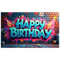 thumbnail image 3 of Happy Birthday Banner Background Colorful Backdrop Wall Party Decorations Festive Event Supplies Celebration Graffiti Photography Props, 3 of 4