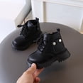 thumbnail image 2 of HAOTAGS Girls Martin Boots, Side Zipper Lace Up Soft Sole Non Slip Short Princess Boots for Kids Students Black Size 10 Little Kids, 2 of 7